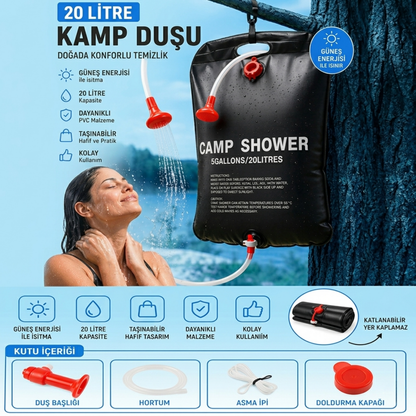 20 Litre Solar Sıcak Kamp Duşu